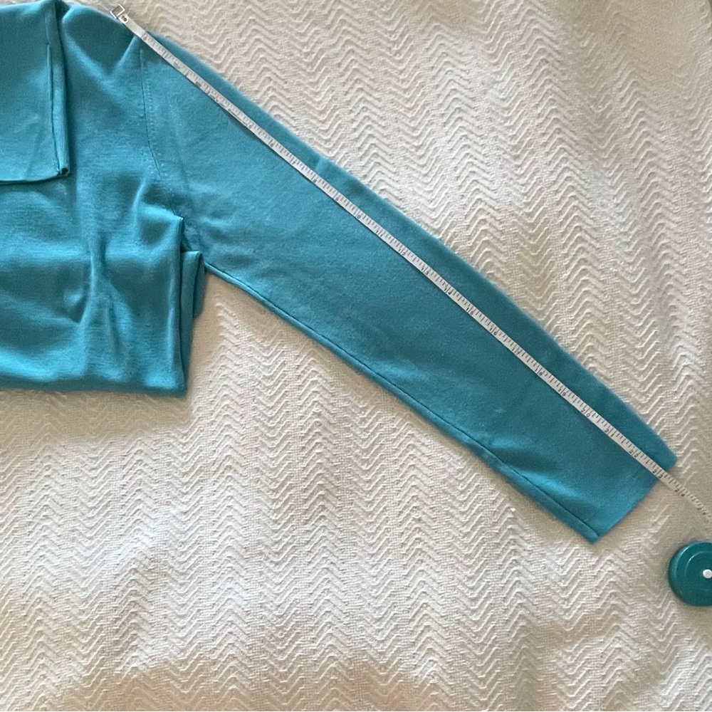 VINTAGE Sigrid Olsen Teal Silk Blend Turtleneck- Luxe Classic Size Small 💎 - Picture 10 of 14